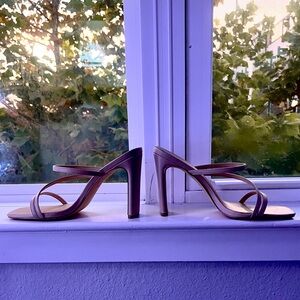 strappy nude PU open heel sandal 👡